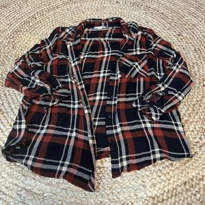 Beach, lunch lounge, black and burnt orange flannel size extra large